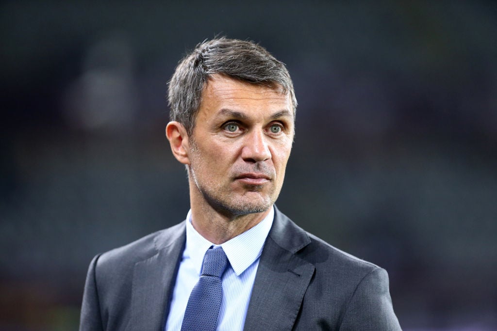 Paolo Maldini, technical director of AC Milan, looks on
