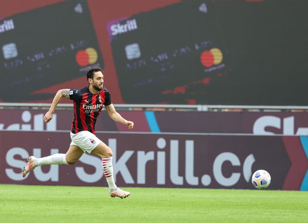 Hakan Calhanoglu of AC Milan seen in action during the Serie