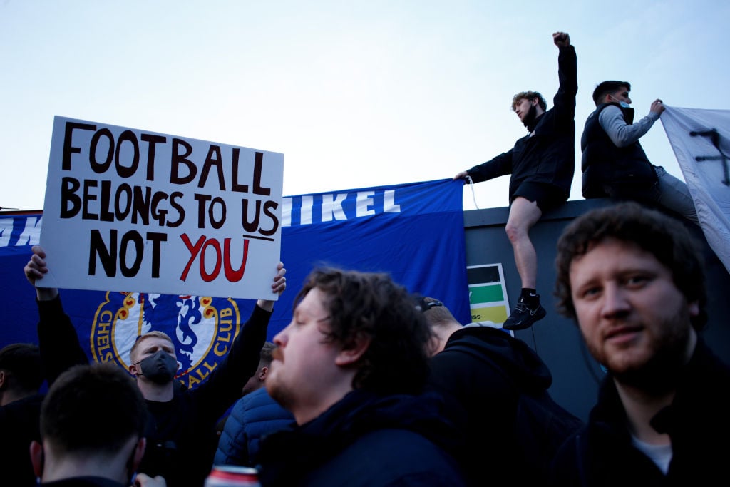 European Super League protest in London