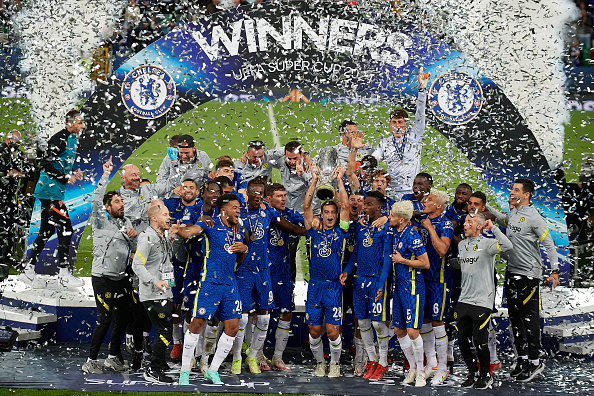 Cesc Fabregas and Didier Drogba react to Chelsea winning Super Cup