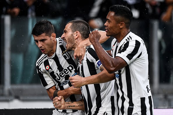 Leonardo Bonucci (C) of Juventus FC celebrates with Alvaro
