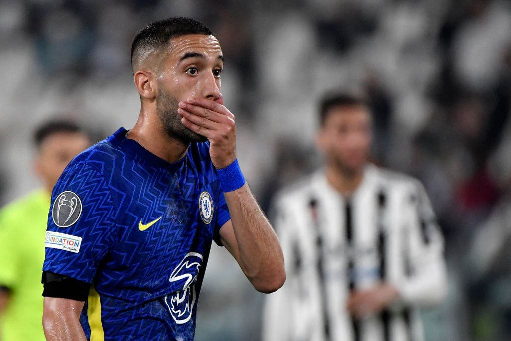 Hakim Ziyech of Chelsea reacts during the Uefa Champions