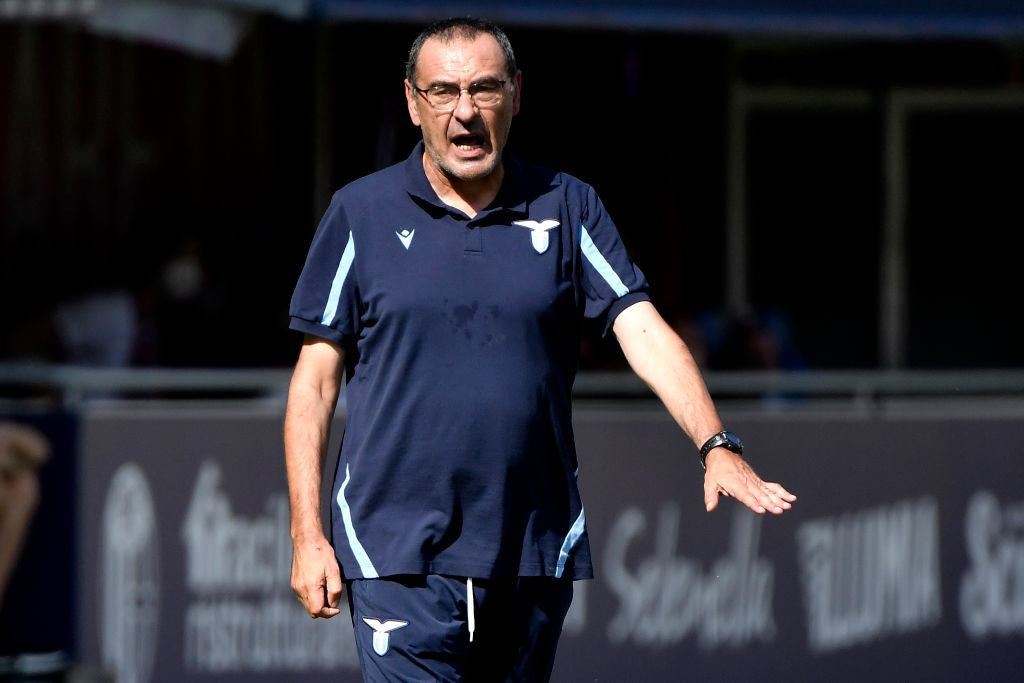 Maurizio Sarri coach of SS Lazio reacts during the Serie A