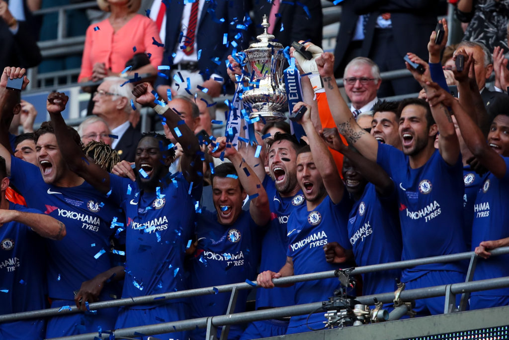 Chelsea celebrate FA Cup trophy