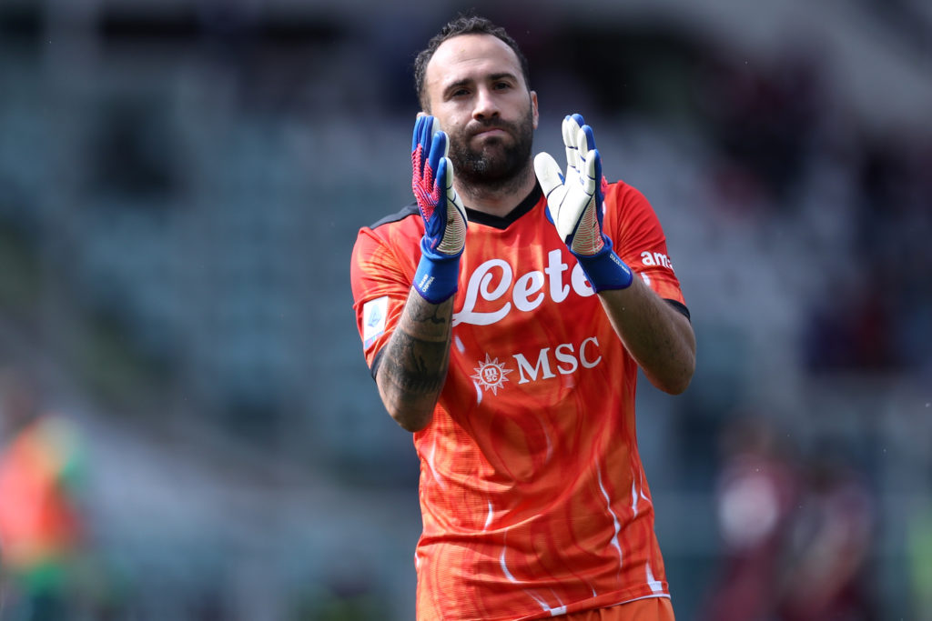 David Ospina of Ssc Napoli greets the fans at the end of