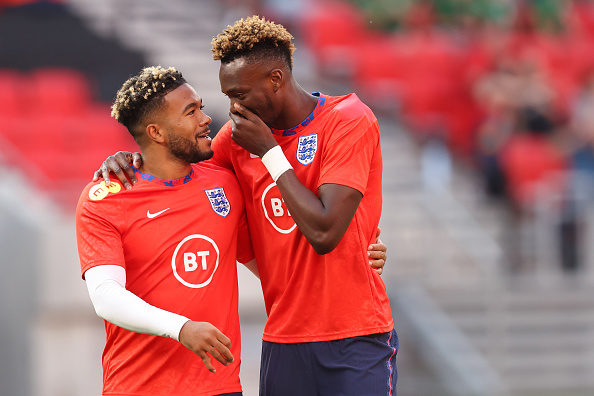 Video: Reece James left in hysterics after what happened to Tammy Abraham in England warm-up yesterday