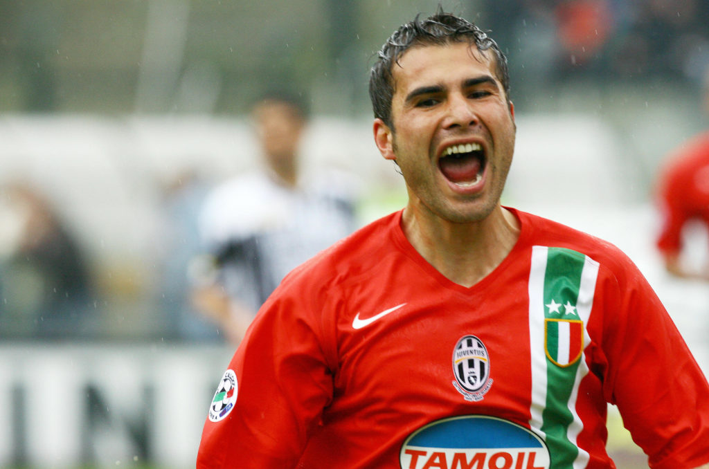 Juventus' Adrian Mutu runs in celebratio