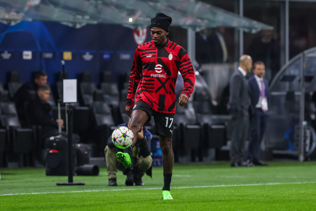 Rafael Leao of AC Milan warms up during UEFA Champions