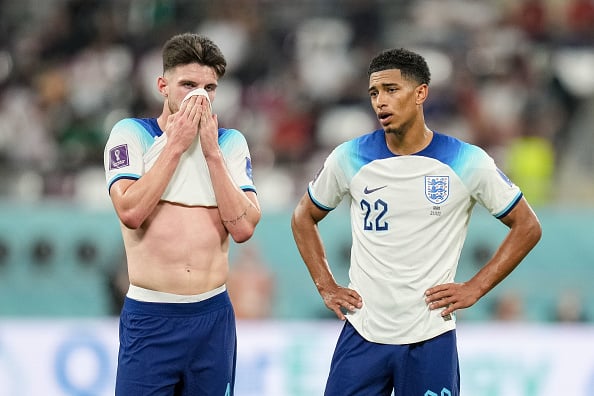 Jude Bellingham's and Declan Rice's wordless reactions after Chelsea player's World Cup display yesterday