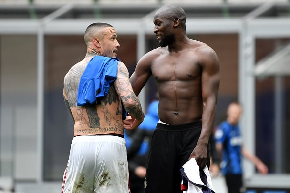 Romelu Lukaku of FC Internazionale and Radja Nainggolan of