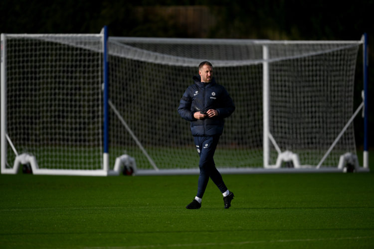 Photo: Graham Potter gives instructions to 18-year-old Chelsea youngster in training ahead of Bournemouth tie