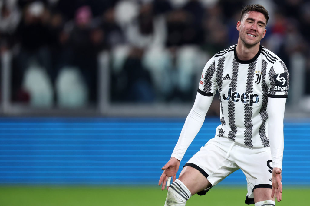 Dusan Vlahovic of Juventus Fc looks dejected during the