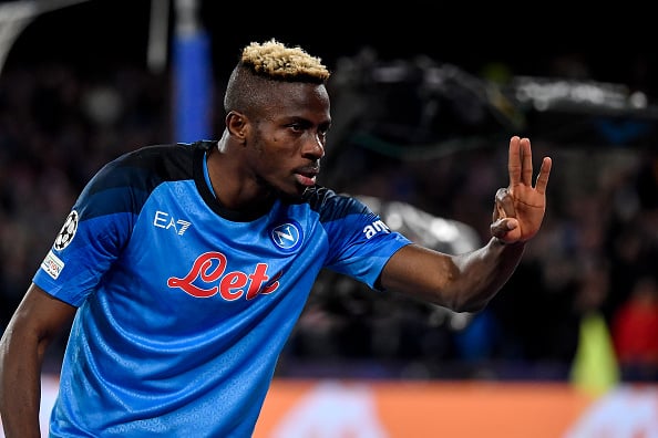 Victor Osimhen of SSC Napoli celebrates after scoring the