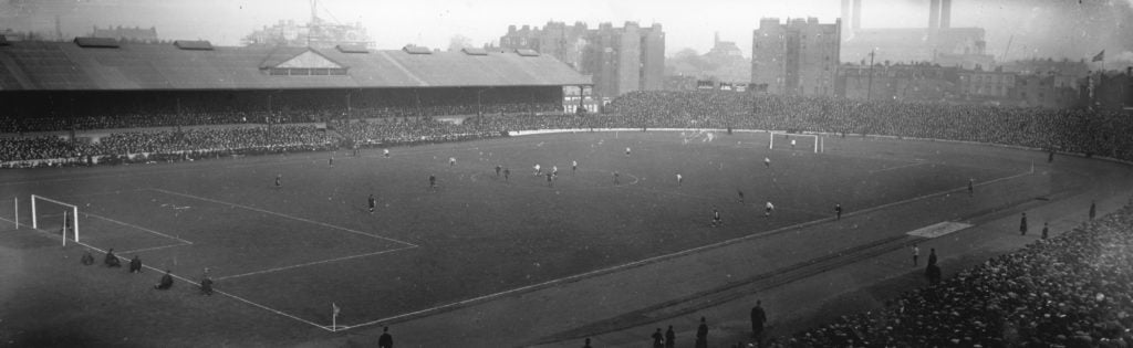 A general view of a match in progress at Chelsea's Stamford Bridge stadium circa 1919