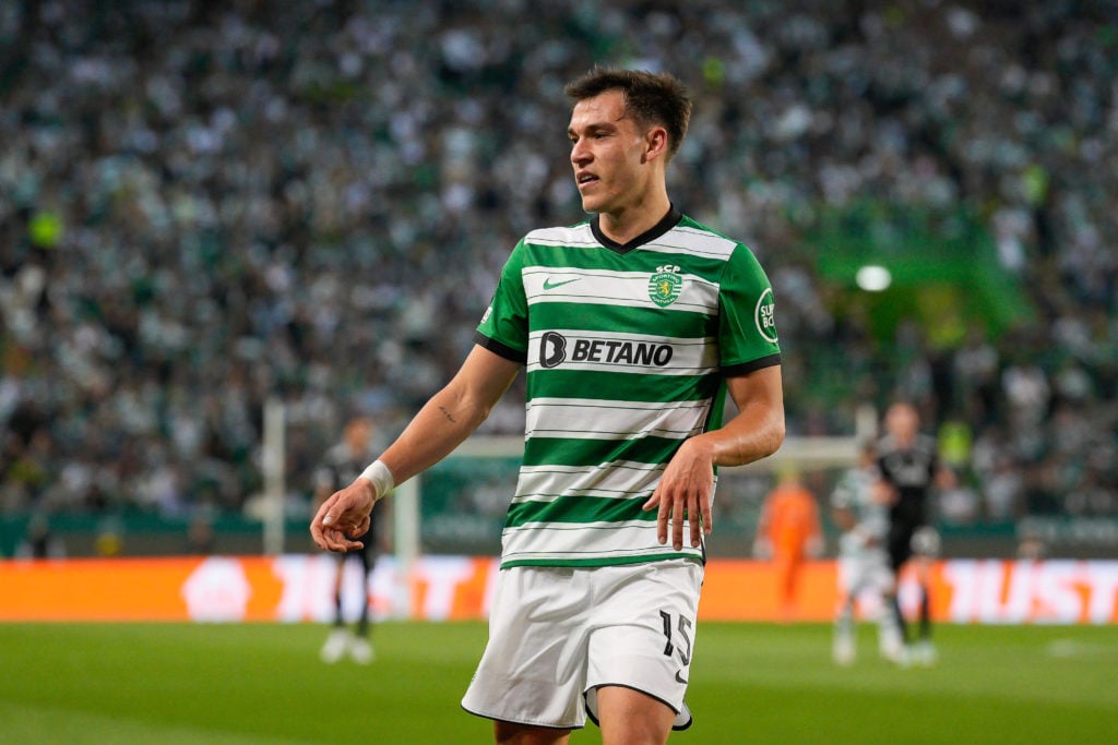 Manuel Ugarte from Sporting CP in action during the UEFA