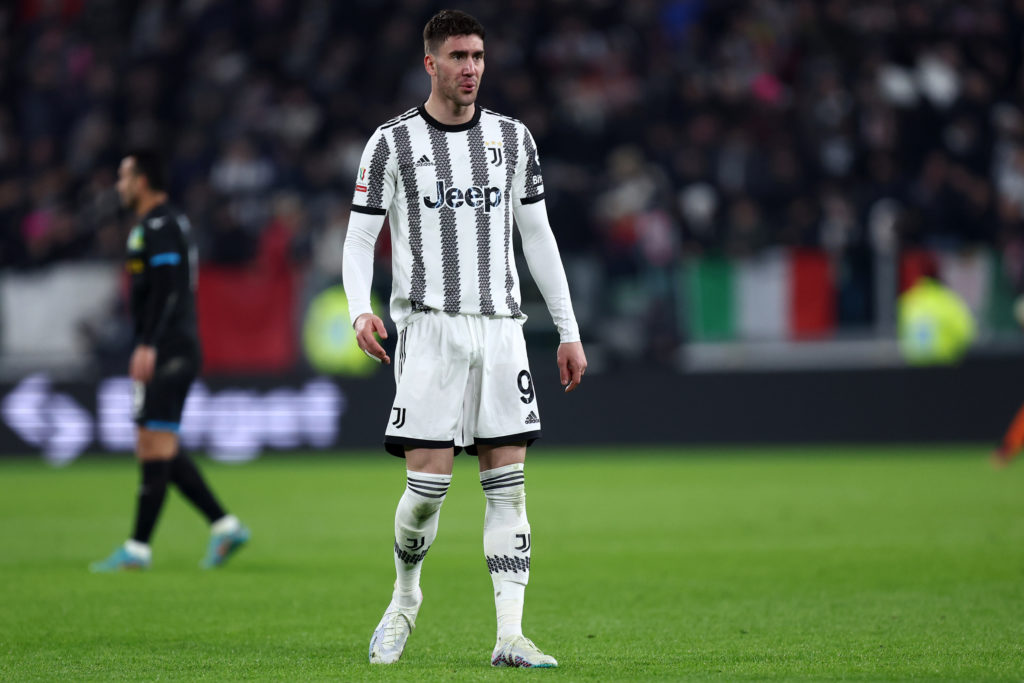 Dusan Vlahovic of Juventus Fc looks on during the Coppa