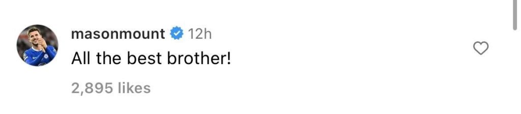 Mason Mount comments on Kalidou Koulibaly's Instagram