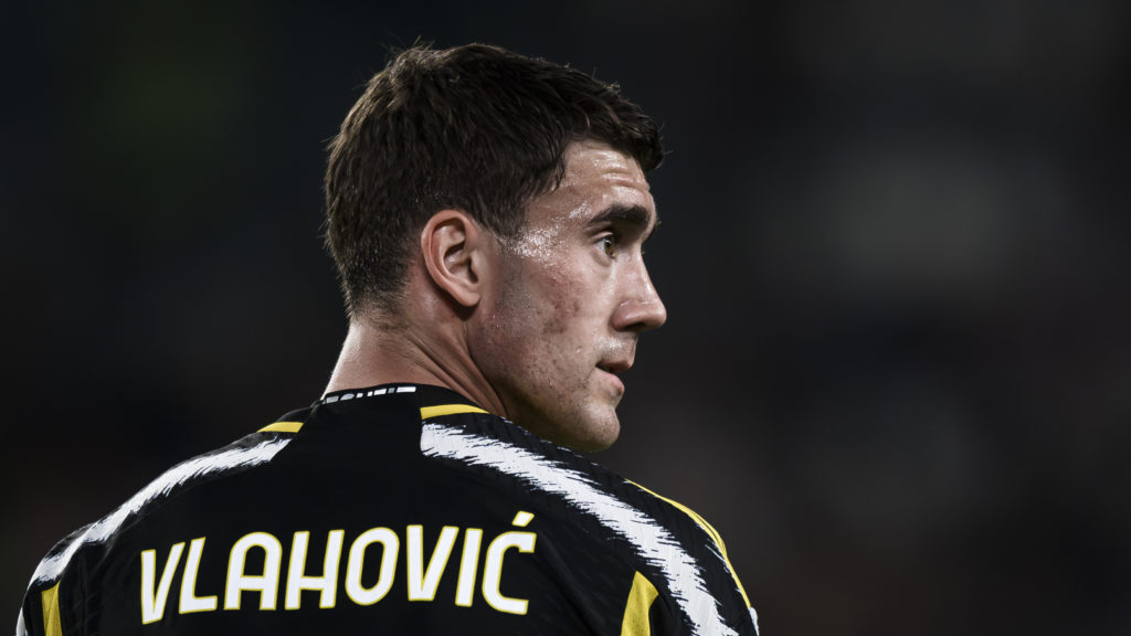 Dusan Vlahovic of Juventus FC looks on during the Serie A