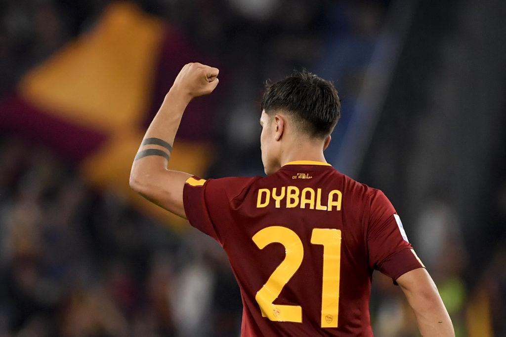 Paulo Dybala of AS Roma celebrates after scoring the goal of