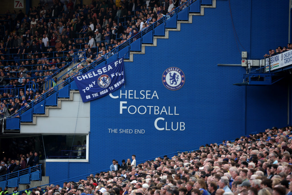 Chelsea fans inside Stamford Bridge for a Premier League match against Wolverhampton Wanderers.