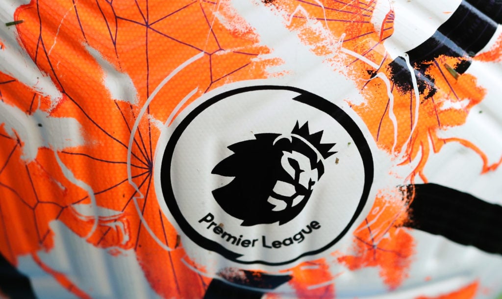 The Premier League logo on the 2023/24 football.