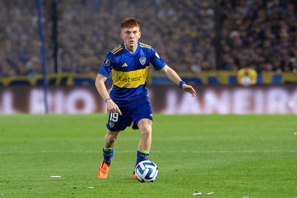 Valentin Barco of Boca Juniors seen in action during the...