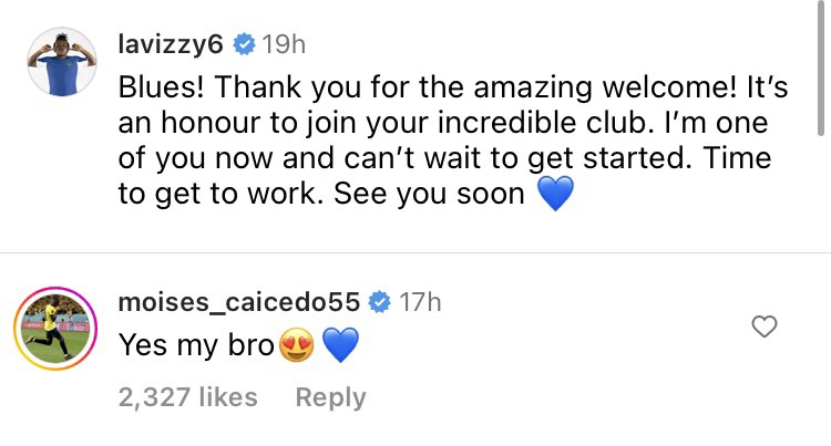 Moises Caicedo responds to Romeo Lavia on Instagram after he joins Chelea