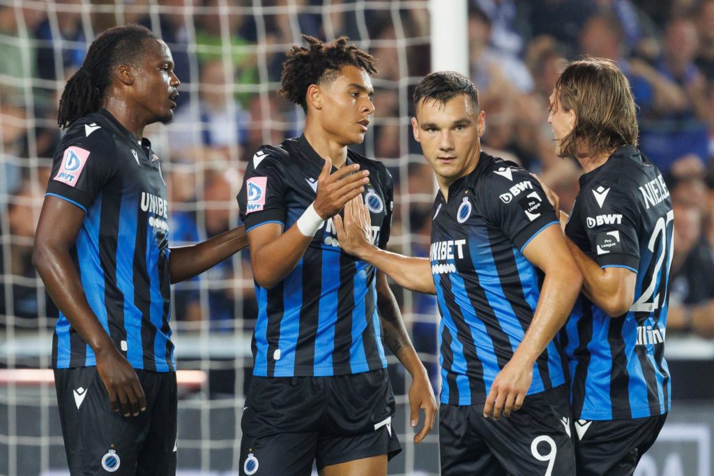 Chelsea transfer target Antonio Nusa celebrates scoring for Club Brugge