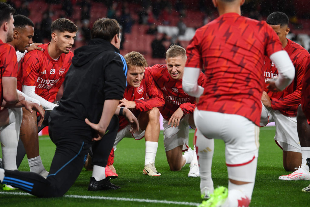 Kai Havertz warms up at Arsenal after transfer from Chelsea