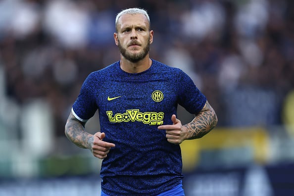 Federico Dimarco of Fc Internazionale during warm up before