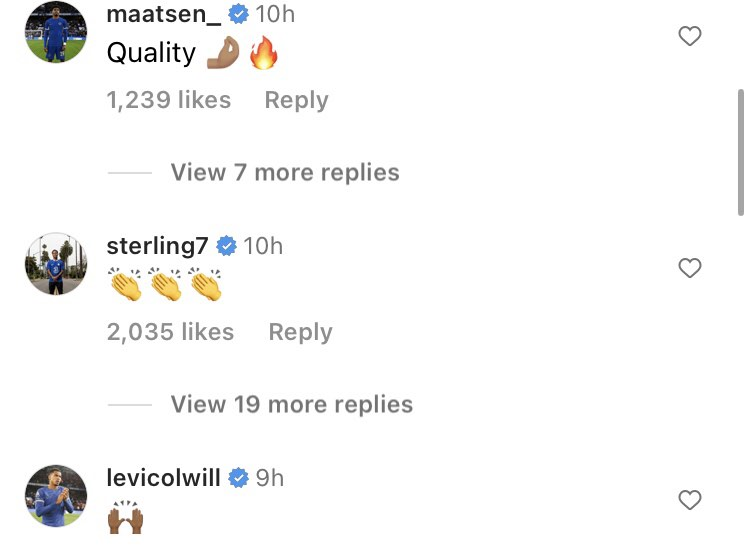 Ian Maatsen and Raheem Sterling respond to Cole Palmer on Instagram Ian Maatsen, Raheem Sterling and Levi Colwill react on Instagram to Cole Palmer.