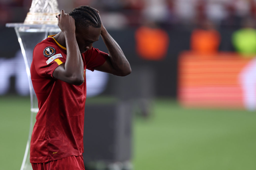 Tammy Abraham of As Roma looks dejected at the end of the