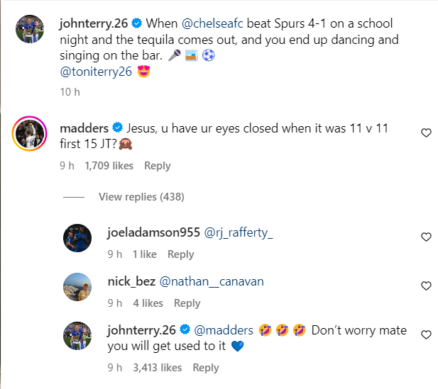 John Terry and James Maddison interact on Instagram