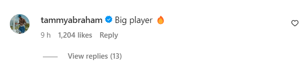 Tammy Abraham on Ruben Loftus-Cheek's Instagram