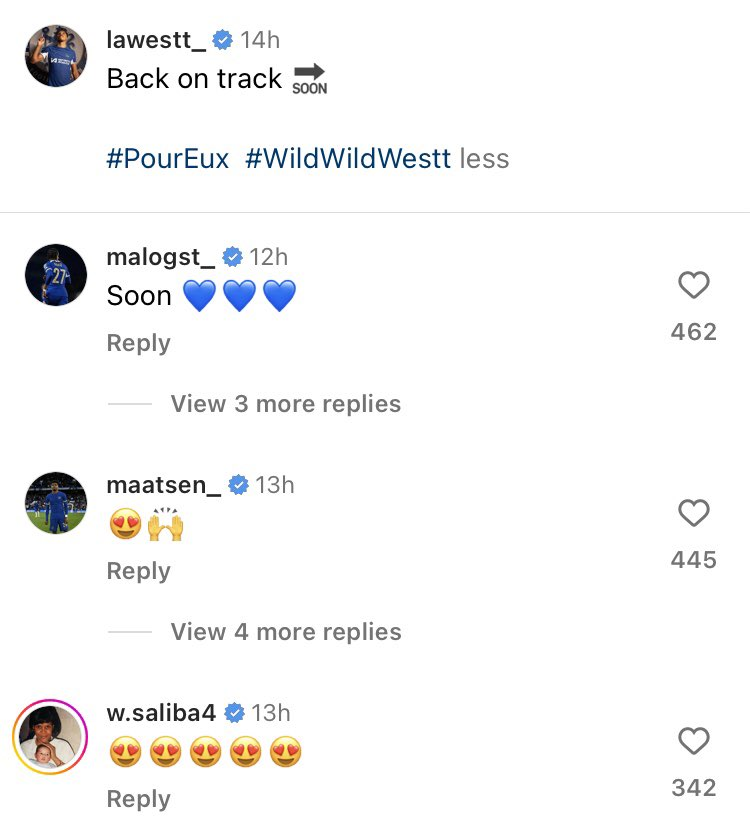 Wesley Fofana's Instagram post, William Saliba responds William Saliba delighted by Wesley Fofana's Instagram post.