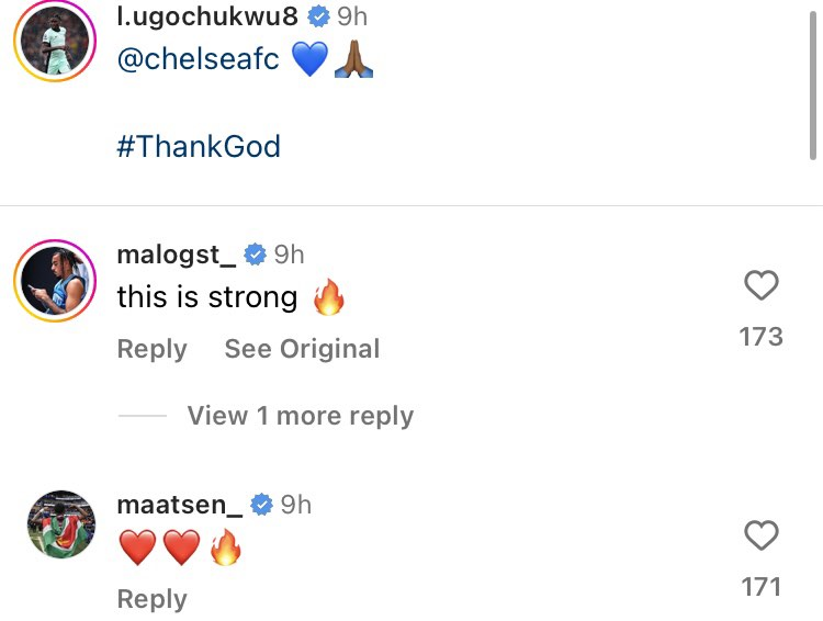 Lesley Ugochukwu's Instagram post, Malo Gusto responds Malo Gusto responds to Lesley Ugochukwu on Instagram