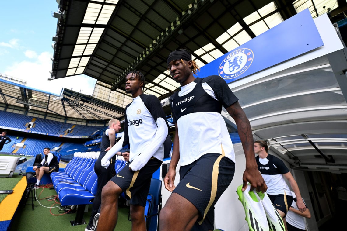Chukwuemeka and Madueke in Chelsea training.