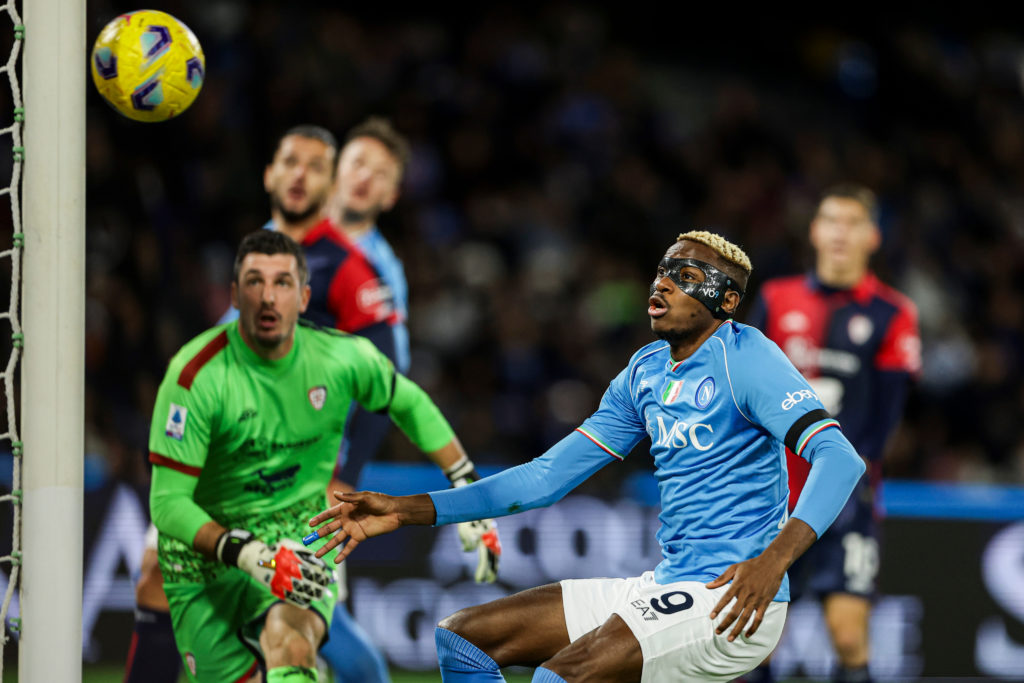 SSC Napoli's Nigerian forward Victor Osimhen looks at the