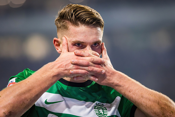Viktor Gyokeres of Sporting CP celebrates a goal during the