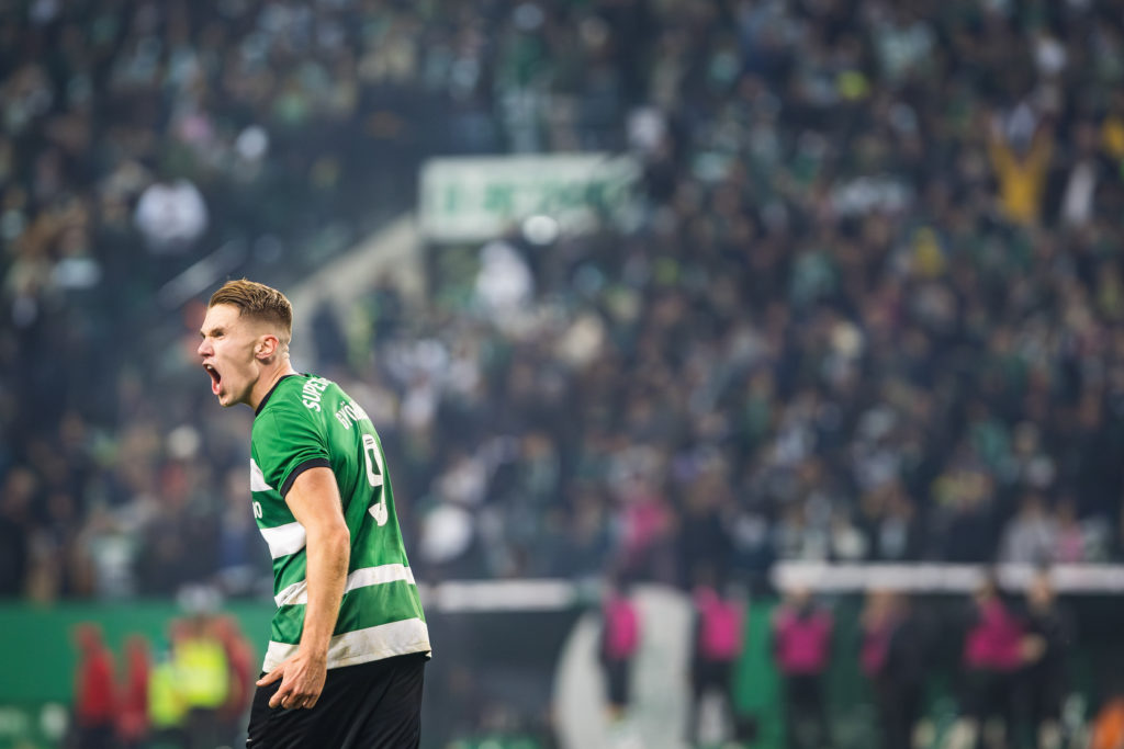 Viktor Gyokeres of Sporting CP celebrates a goal during the