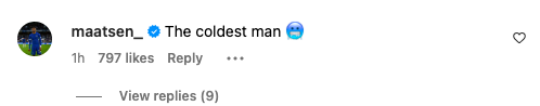 Ian Maatsen replies to Cole Palmer's Instagram post