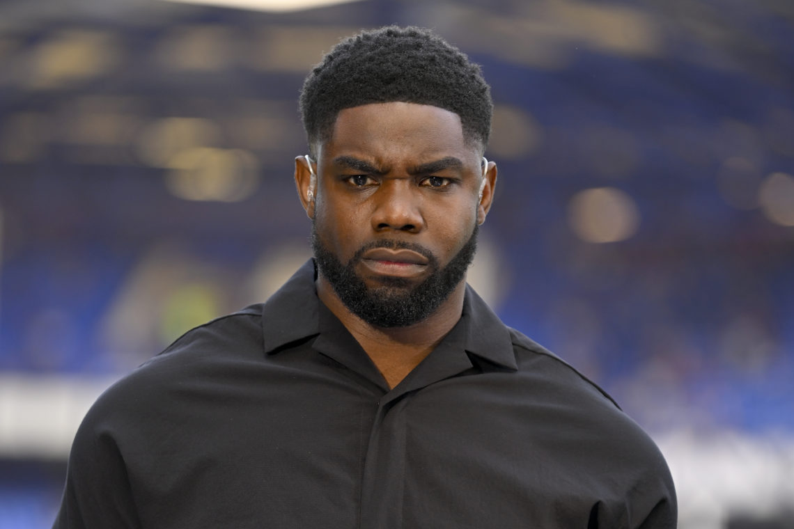 Micah Richards Football TV Pundit before the Premier League match between Everton FC and AFC Bournemouth at Goodison Park on May 28, 2023 in Liverp...