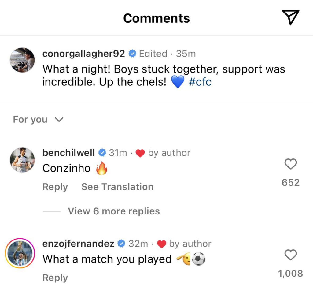 Enzo Fernandez praises Conor Gallagher on Instagram after Chelsea's win over Crystal Palace Enzo Fernandez praises Conor Gallagher on Instagram after Chelsea's win over Crystal Palace
