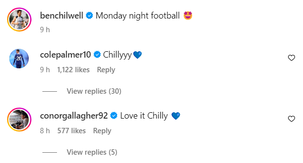 Conor Gallagher on Ben Chilwell's Instagram