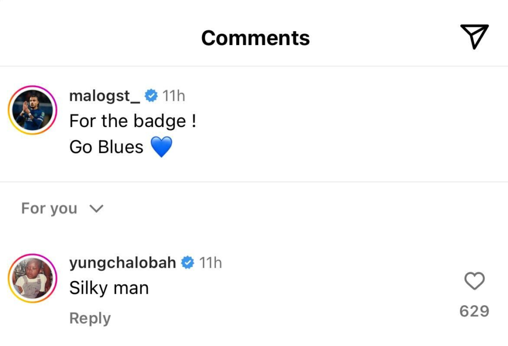Trevoh Chalobah replies to Malo Gusto on Instagram