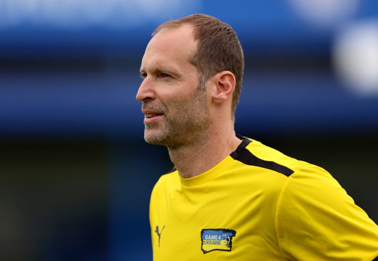 Petr Cech during the Game4Ukraine training session at Kingsmeadow on August 04, 2023 in Kingston upon Thames, England. Legend Andriy Shevchenko, Ar...