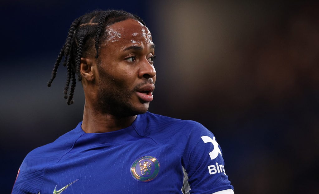 Chelsea winger Raheem Sterling in FA Cup Fifth Round action vs Leeds United