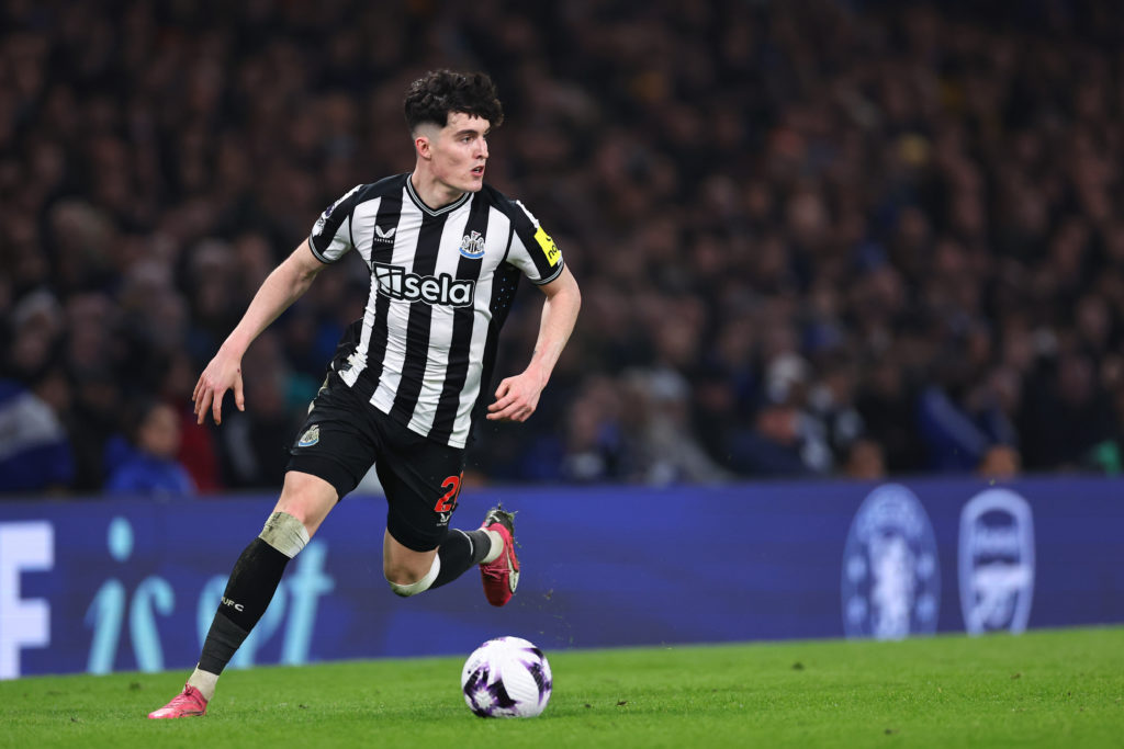 Newcastle defender Tino Livramento playing against Chelsea