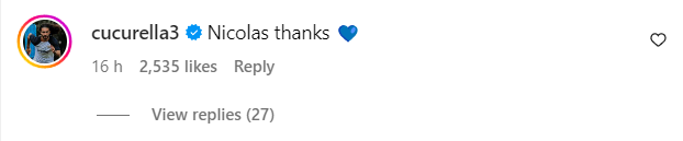 Marc Cucurella on Nicolas Jackson's Instagram