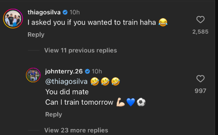 Thiago Silva on John Terry's Instagram